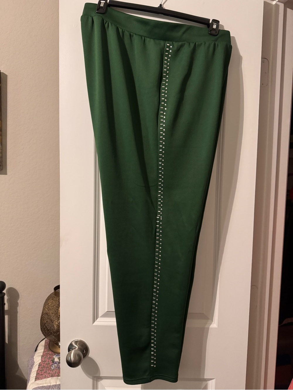 Green Women's Side-Stud Pencil Pants